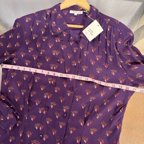 Vintage Talbots Top Size 14 Artsy Retro Cottage Modest Button Up Double Breasted - Picture 5 of 5
